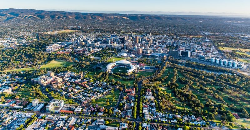 Aerial view of Adelaide city and surrounds