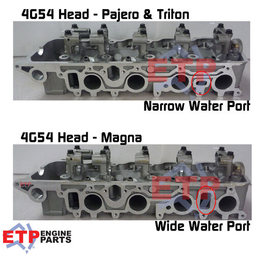 Cylinder Head differences for Mitsubishi 4G54 - Water Port Differences main image